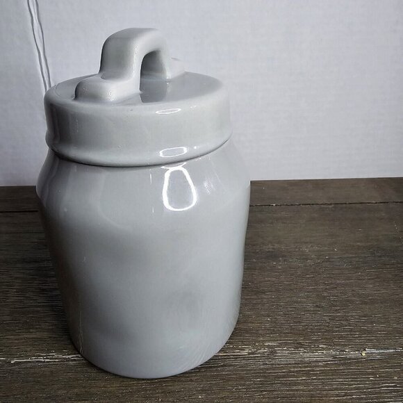 NWT Rae Dunn Artisan Tea Baby Canister Grey Black Lettering Farmhouse Basics - Picture 4 of 13